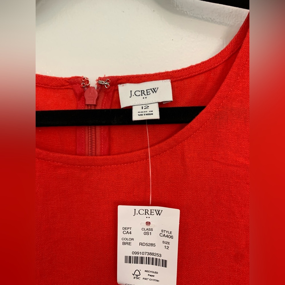 NWT J. Crew Factory Linen Blend Shift Dress - Picture 2 of 4